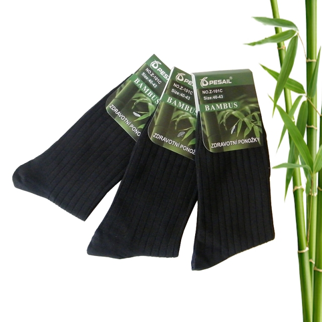 Bambusové ponožky pánské, černé 40-43, 3 páry