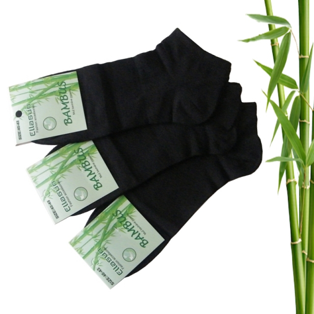 Bambusové ponožky pánské kotníkové, černé 40-43, 3 páry