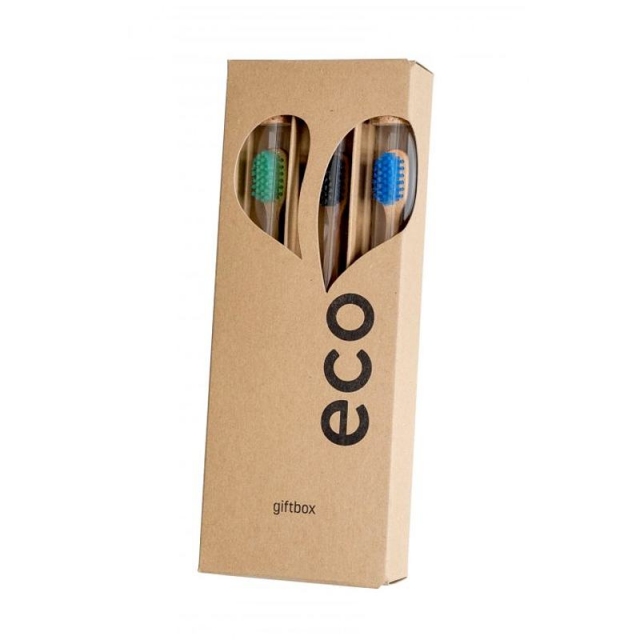 EcoHeart Dárkové balení bambusových kartáčků 3ks - var.2