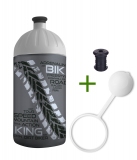 FreeWater Láhev 0,5l - Biker stříbrná + špunt + krytka zdarma