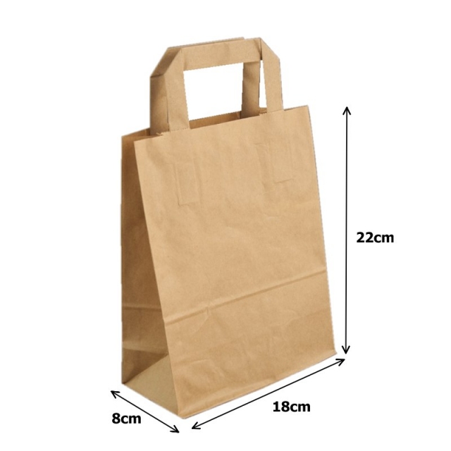 Papírová taška kraft recykl. - 18x8x22cm (50ks)