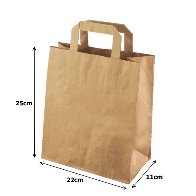 Papírová taška kraft recykl. - 22x11x25cm (250ks)
