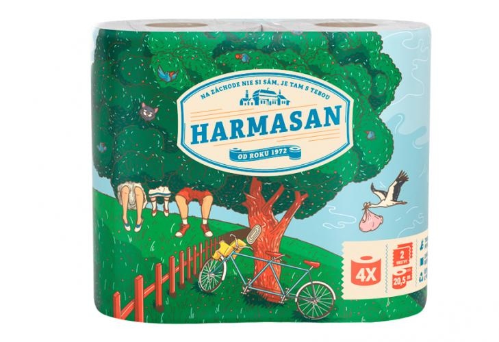 Toaletní recyklovaný papír - 4 role Harmasan